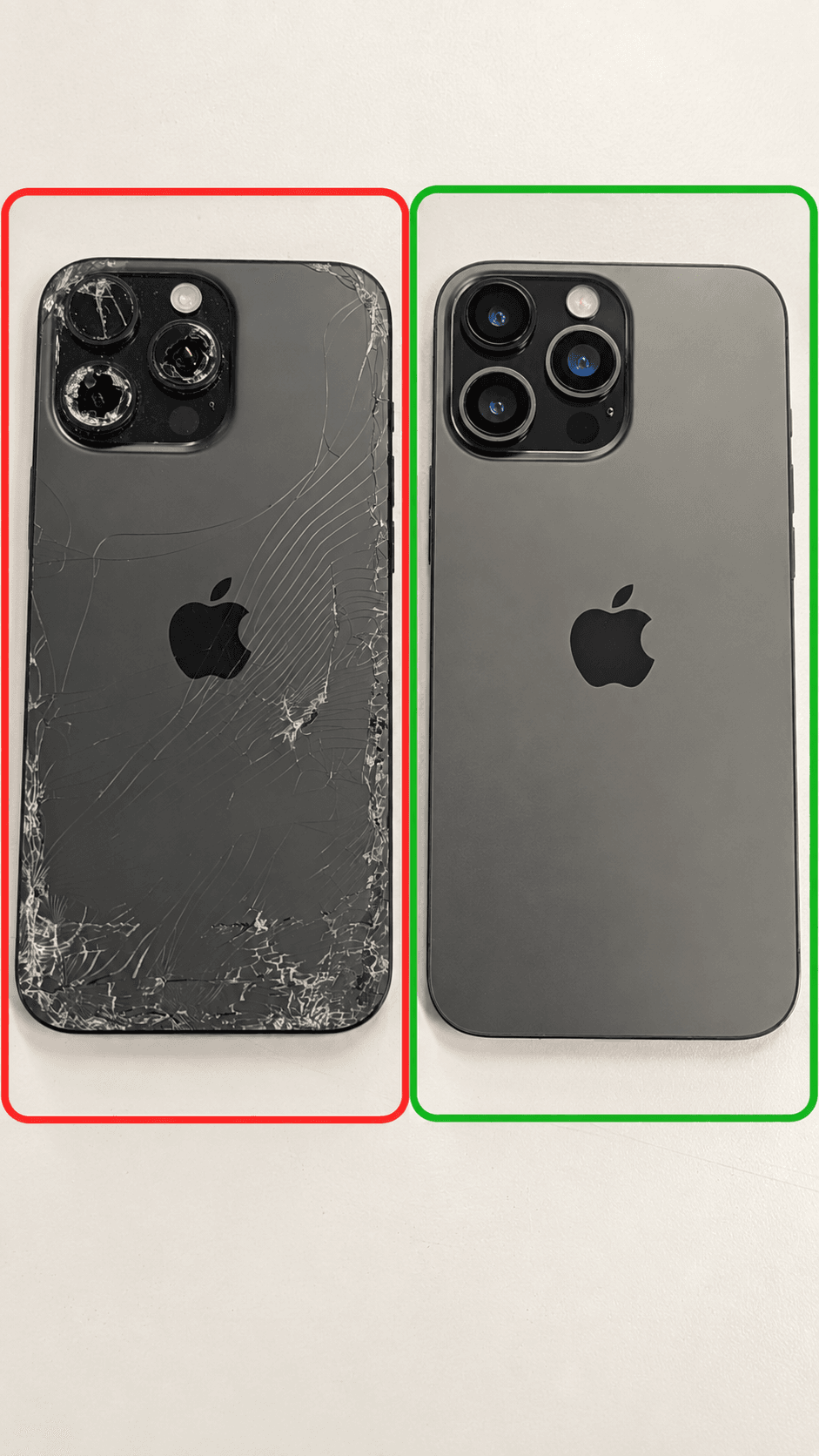 Før: iPhone 16 Pro Max – Bakglass og kameralinser