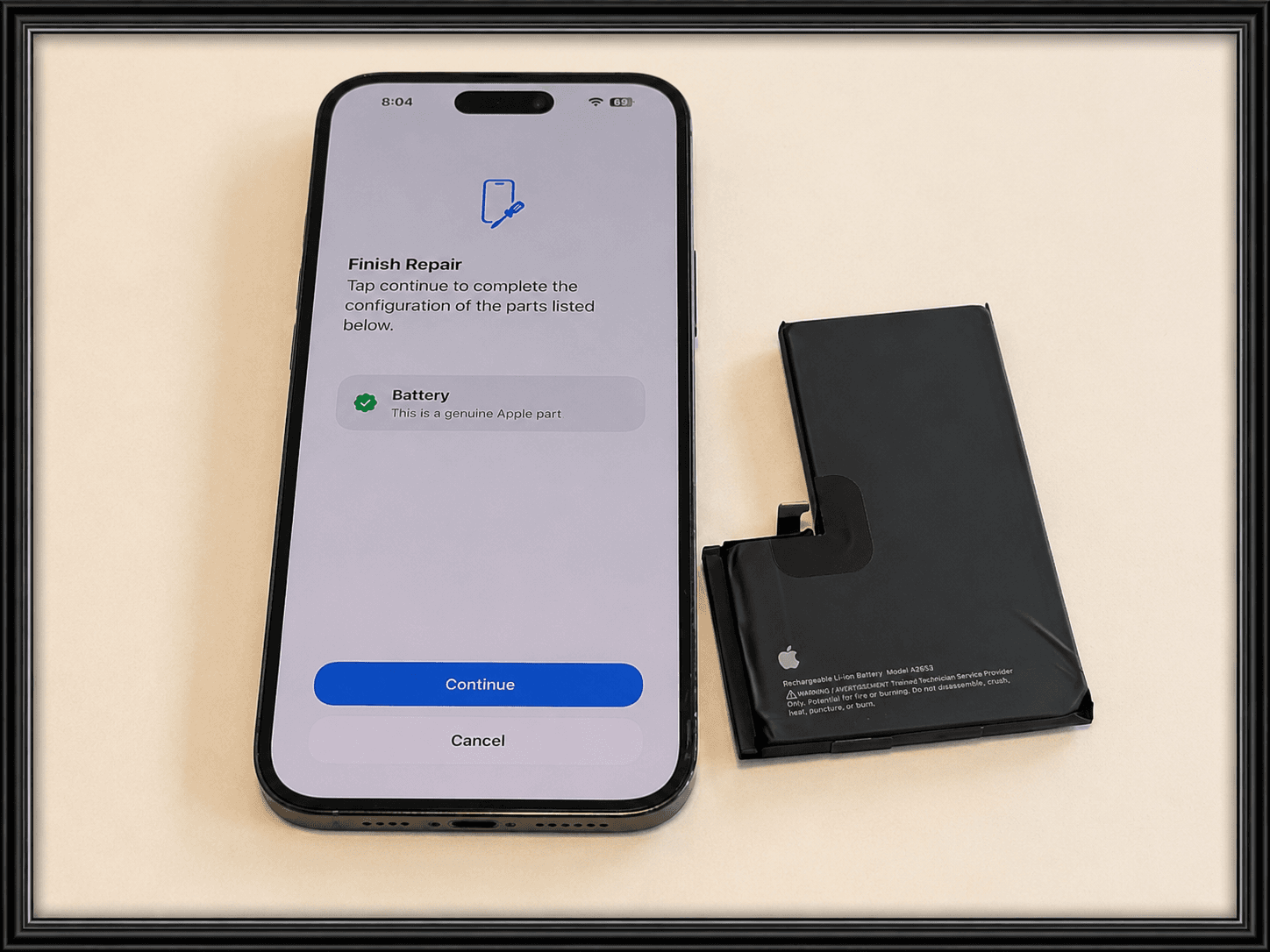 Etter: iPhone 14 Pro Max – Original batteribytte med Apple-systemkonfigurering