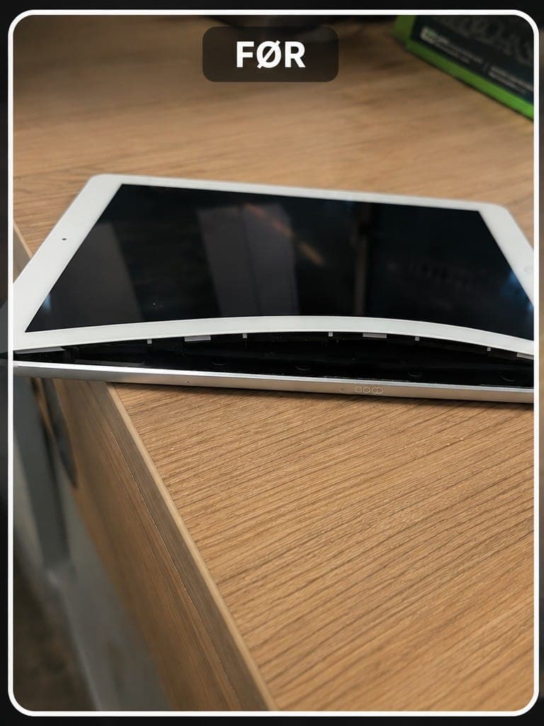 Før: iPad Pro – Batteribytte etter oppsvulmet batteri